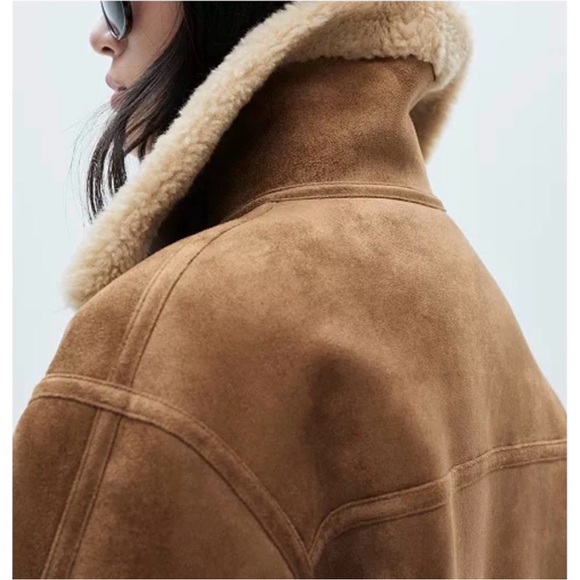 Mango Brown Shearling Jacket - Picture 2 of 6